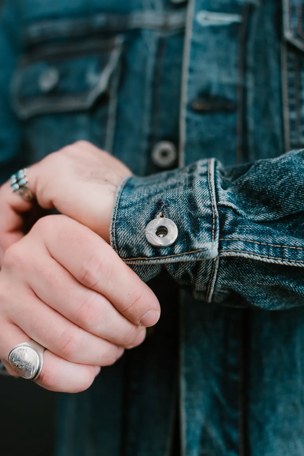 15oz - Medium Vintaged Wash Selvedge Denim Cruiser Jacket - Indigo