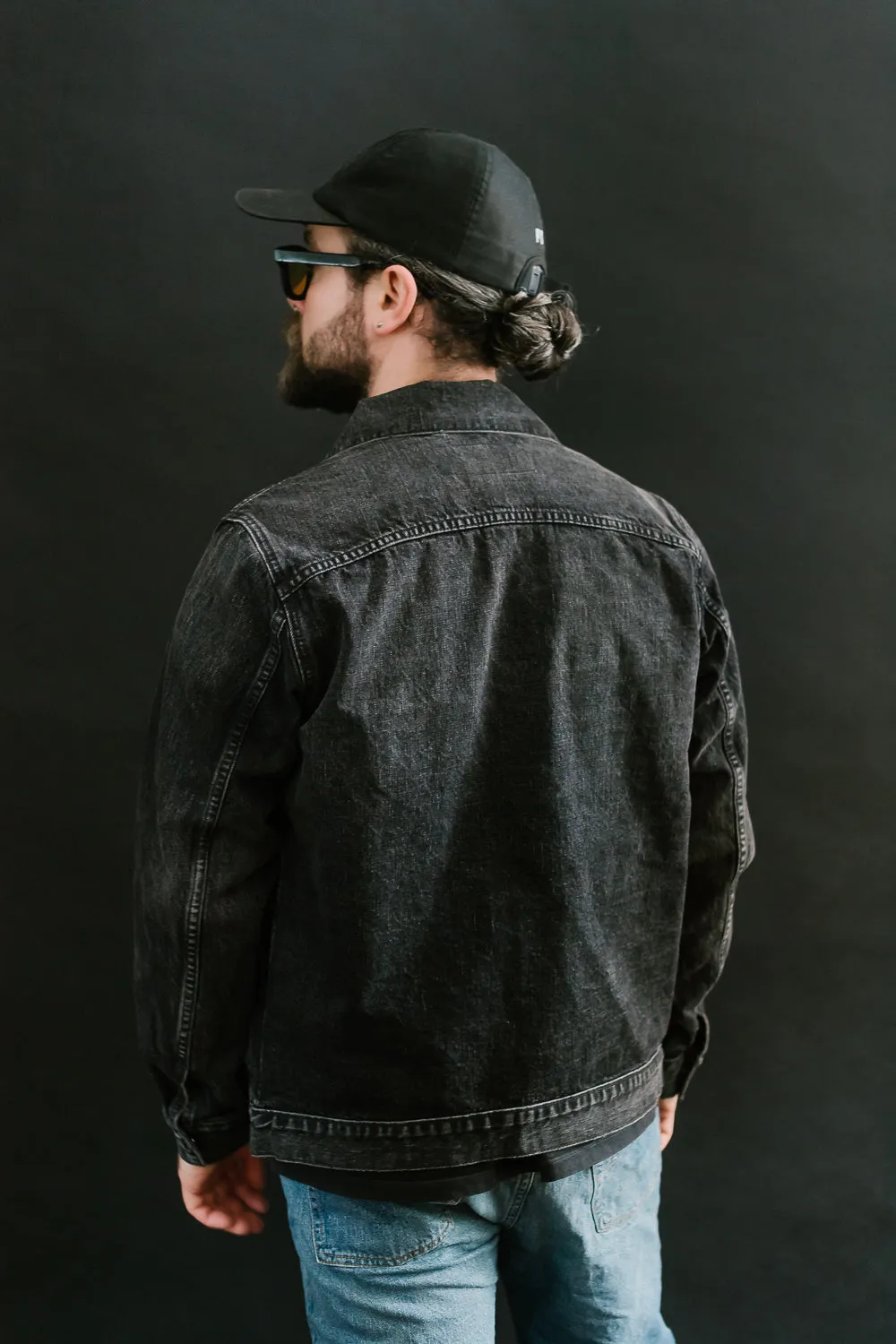 15oz - Stealth Wash Selvedge Denim Cruiser Jacket - Black