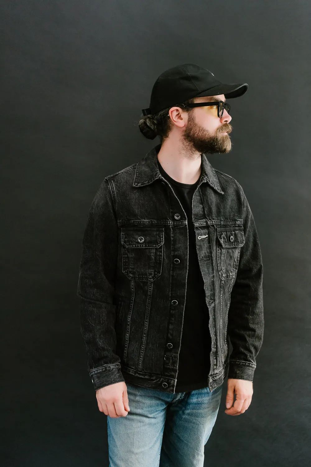 15oz - Stealth Wash Selvedge Denim Cruiser Jacket - Black