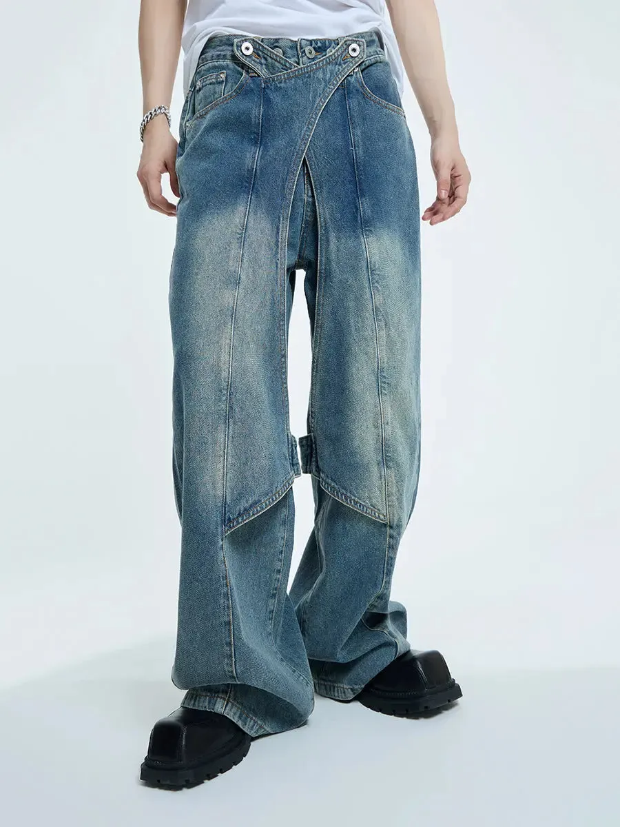 【23s September.】Statement Cross-panel Denim Jeans