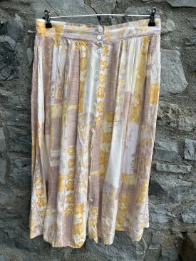 80s beige patchwork skirt uk 16-18