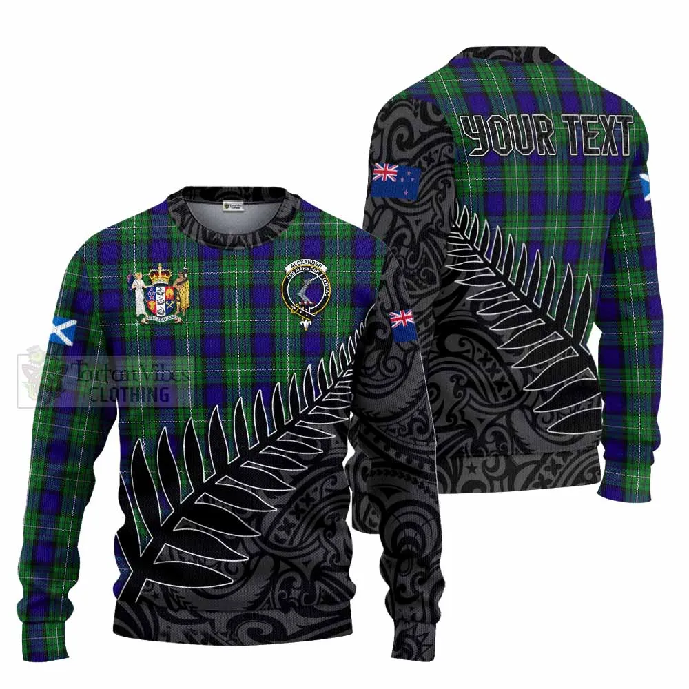 Alexander Crest Tartan Knitted Sweater with New Zealand Silver Fern Half Style