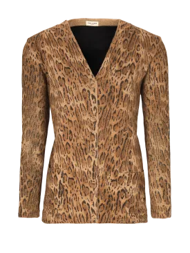 animal print wool-blend cardigan