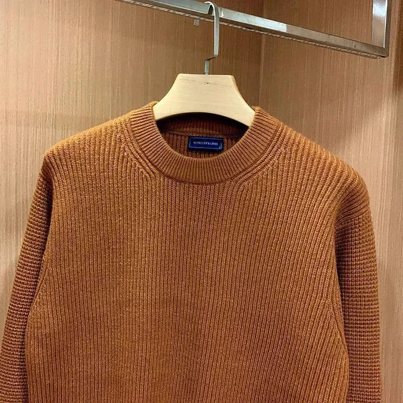 Autumn Fashion Knitted Woolen Thick Round Neck Pullover Sweater for men