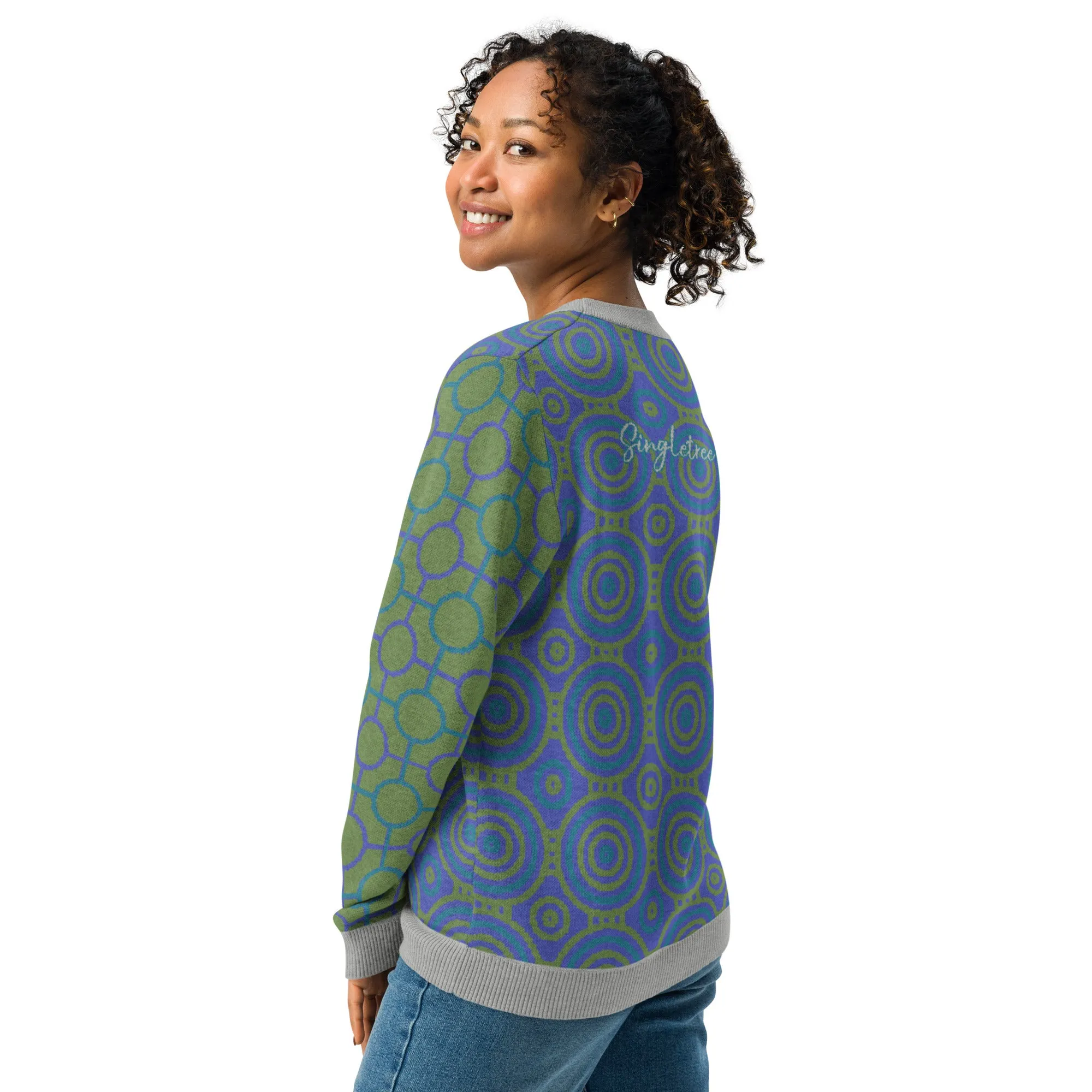 Aventurine Green Calypso Swirl Knitted Crewneck Sweater