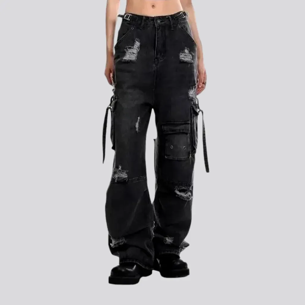 Baggy distressed grunge jeans for ladies