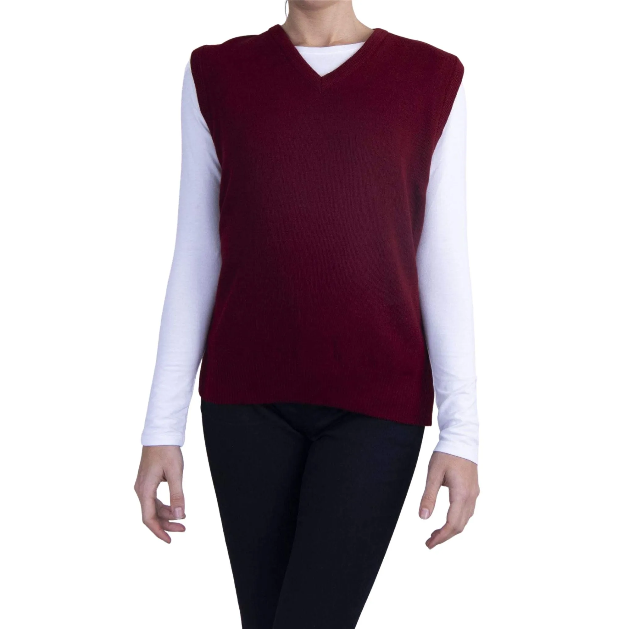 Balmoral Women V-Neck Wool Blend Knit Slipover Sweater Vest