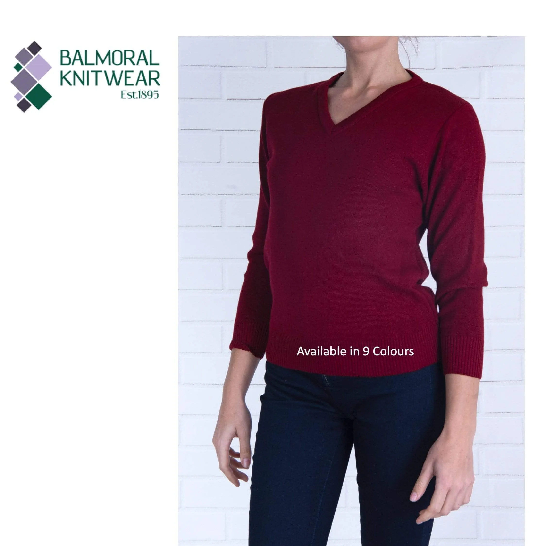 Balmoral Women V-Neck Wool Mix Teflon Coated Ladies Jumper 9 Colours