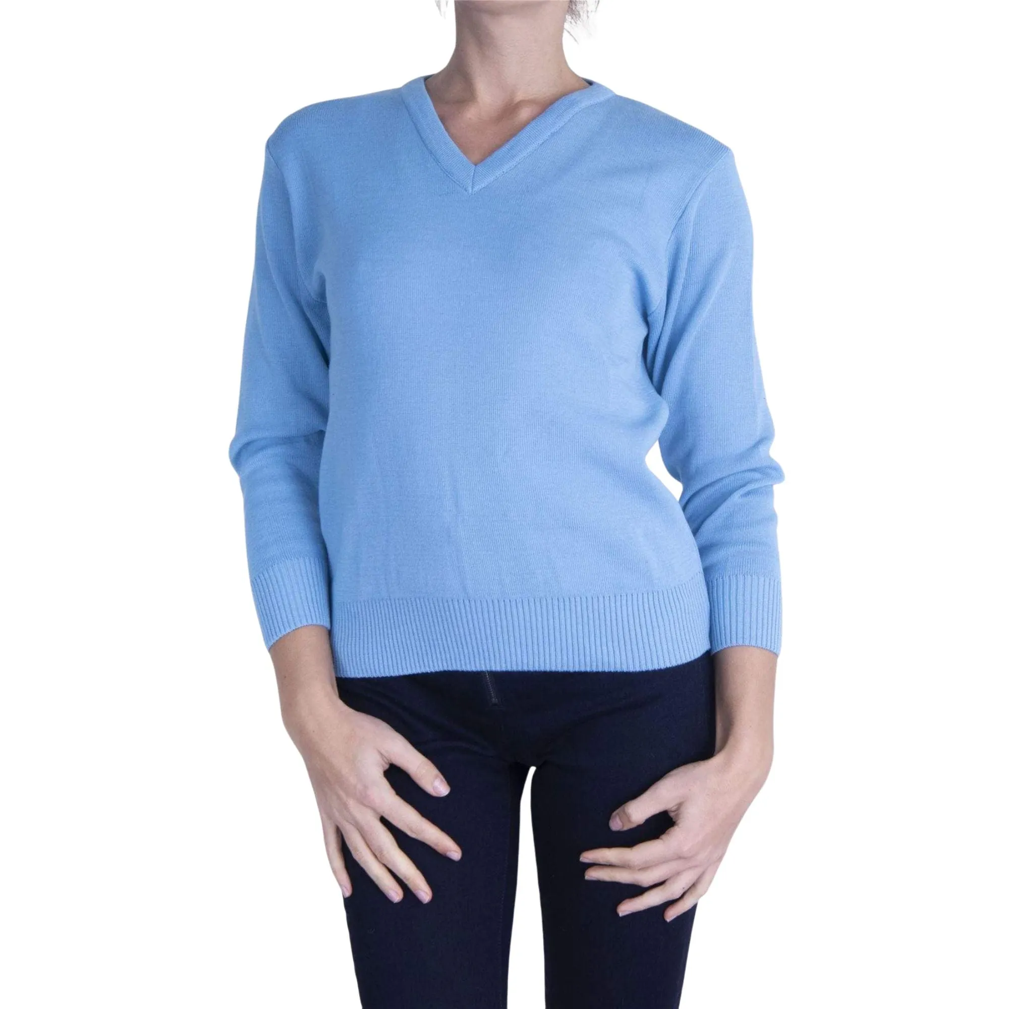 Balmoral Women V-Neck Wool Mix Teflon Coated Ladies Jumper 9 Colours