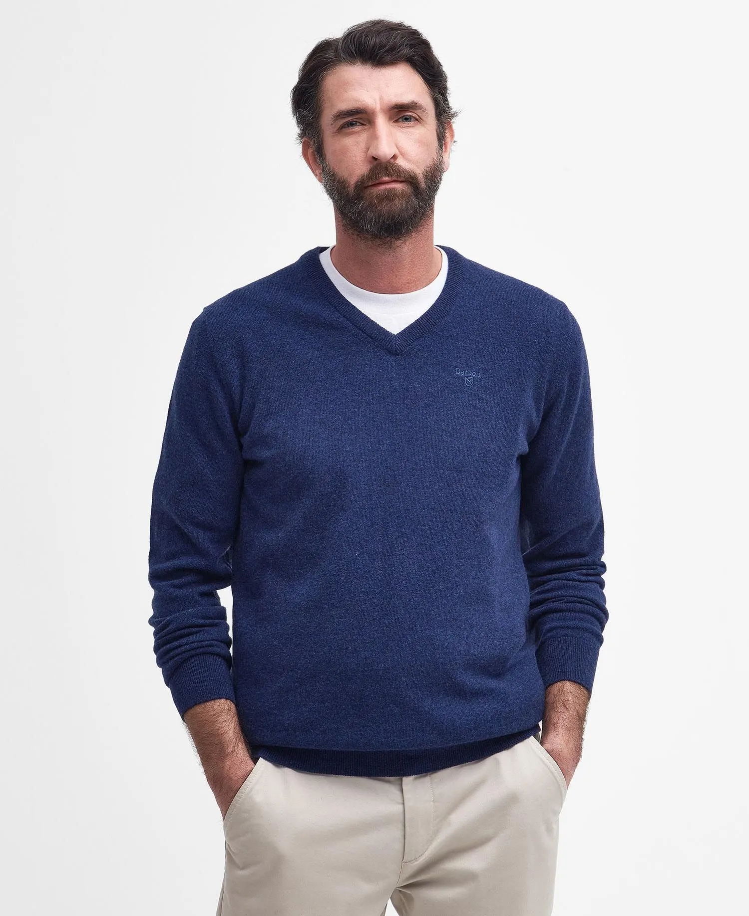 Barbour - Essential V-Neck Sweatshirt, Deep,Blue