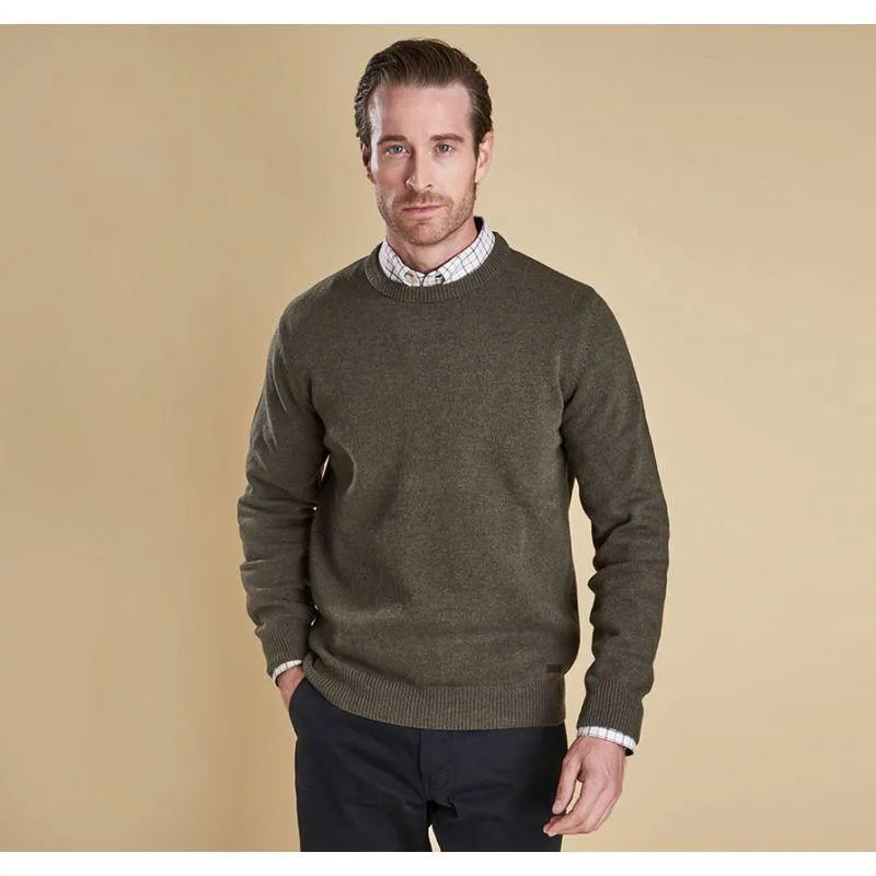 Barbour Nelson Essential Lambswool Crew Neck Mens Jumper - Seaweed