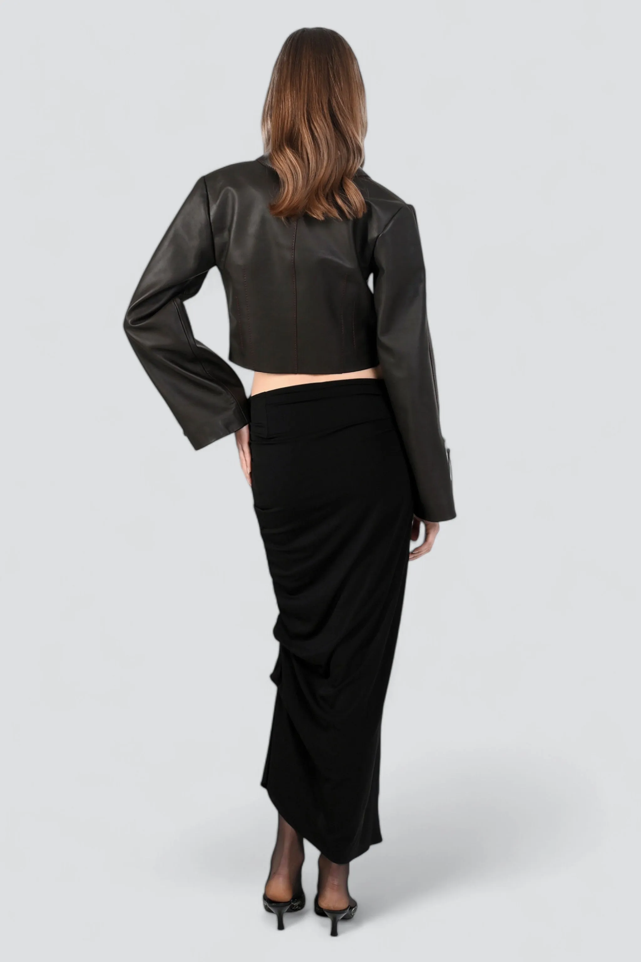 Black Viscose Wave Skirt