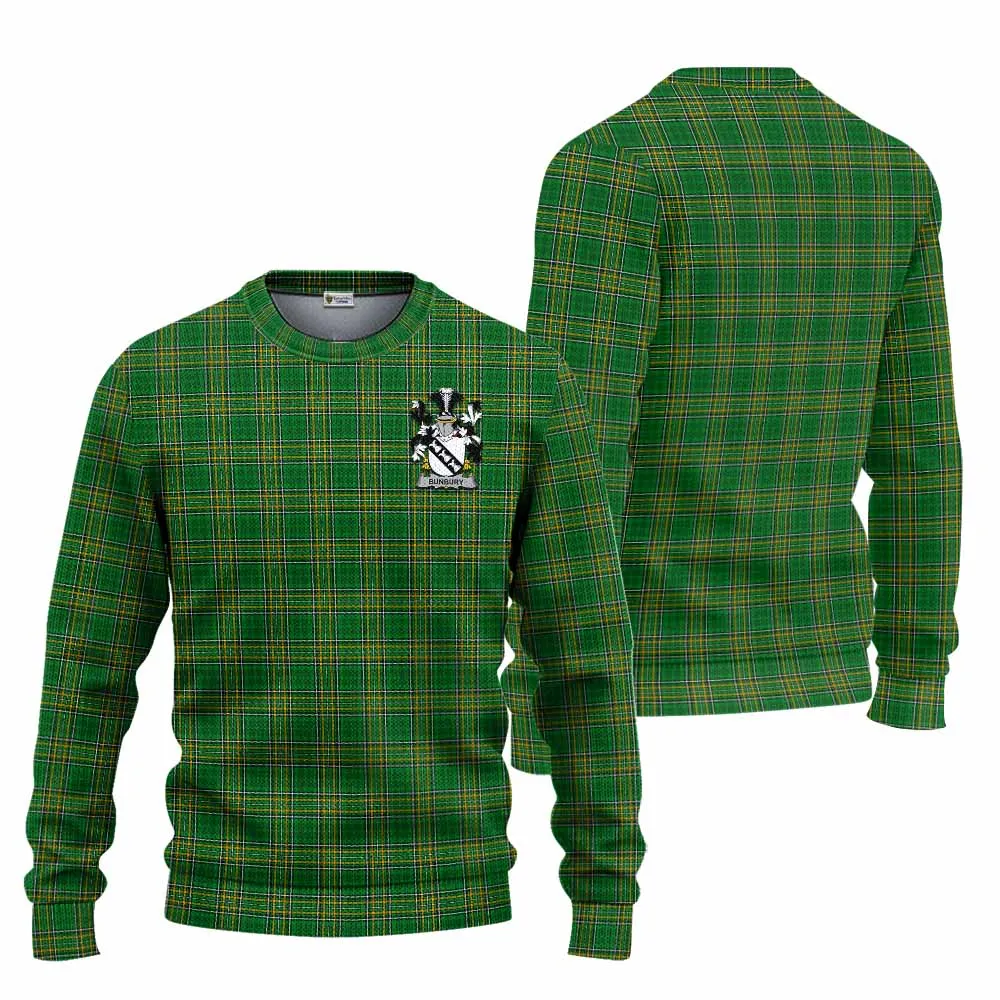 Bunbury Irish Clan Tartan Knitted Sweater with Coat of Arms