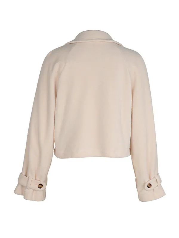 Buttoned Split-Joint Long Sleeves Loose Notched Collar Outerwear