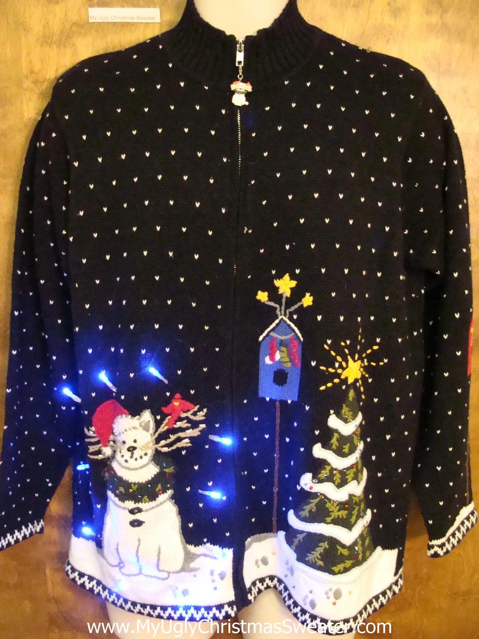 Crazy Cat Lady Ugly Christmas Sweater with Lights