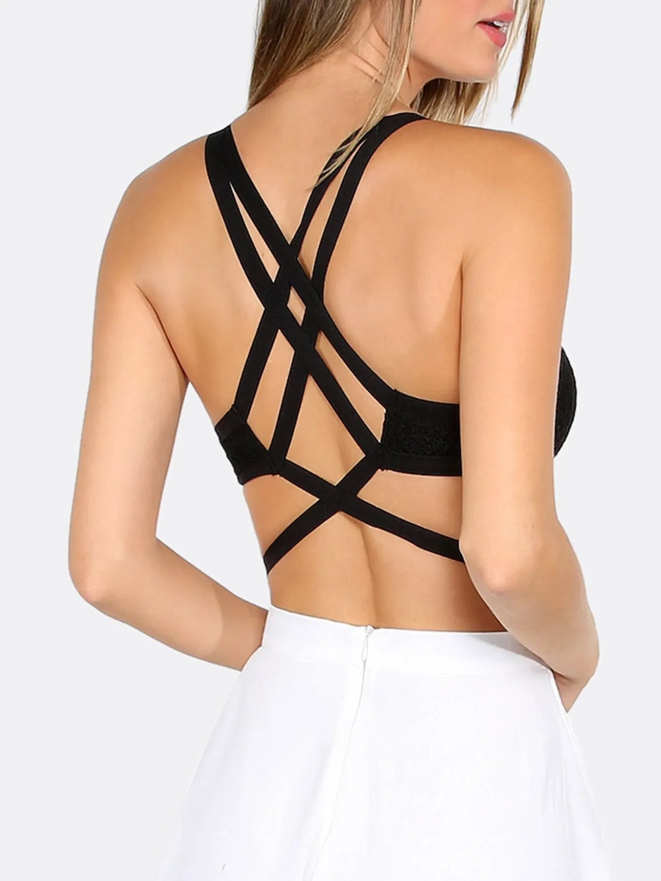 Cutout strappy bralette crop top