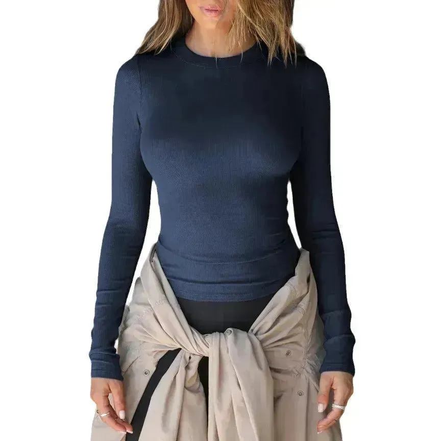 Elegant Chic Long sleeve Elastic Crop Top for Women