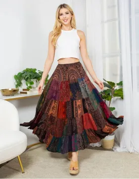 Esme Patchwork Maxi Flare Skirt