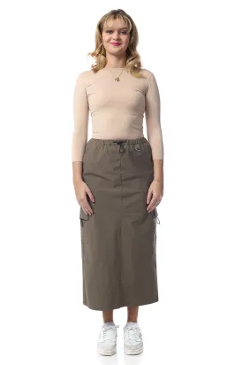 Fatigue Midi Length Cargo Skirt with Drawstring and Pockets 'Cali Cargo'