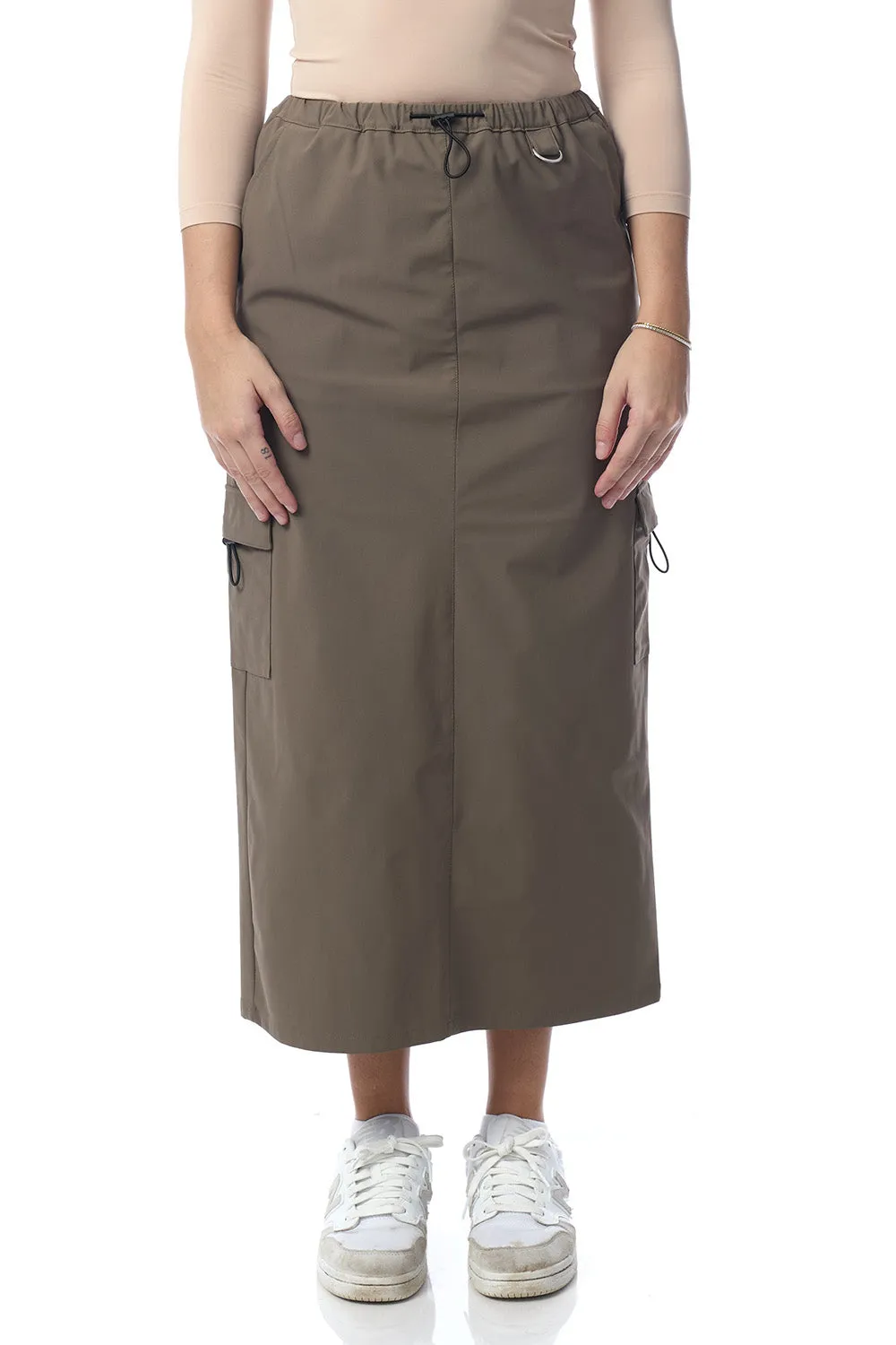 Fatigue Midi Length Cargo Skirt with Drawstring and Pockets 'Cali Cargo'