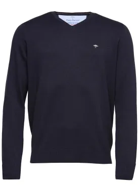 FYNCH HATTON V-Neck Sweater - Men's Fine Knit – Navy