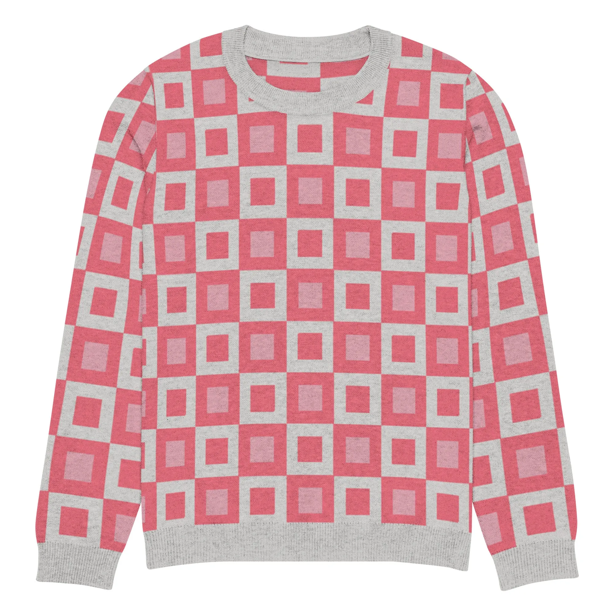 Go Blox in Pink Geometric Knitted Crewneck Sweater