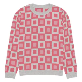 Go Blox in Pink Geometric Knitted Crewneck Sweater