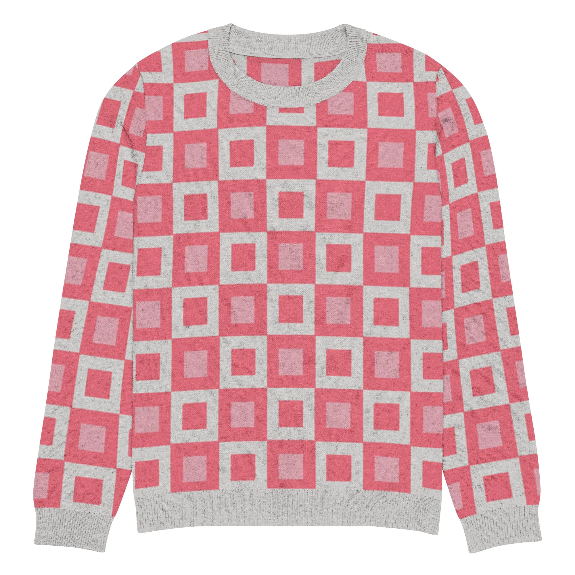 Go Blox in Pink Geometric Knitted Crewneck Sweater