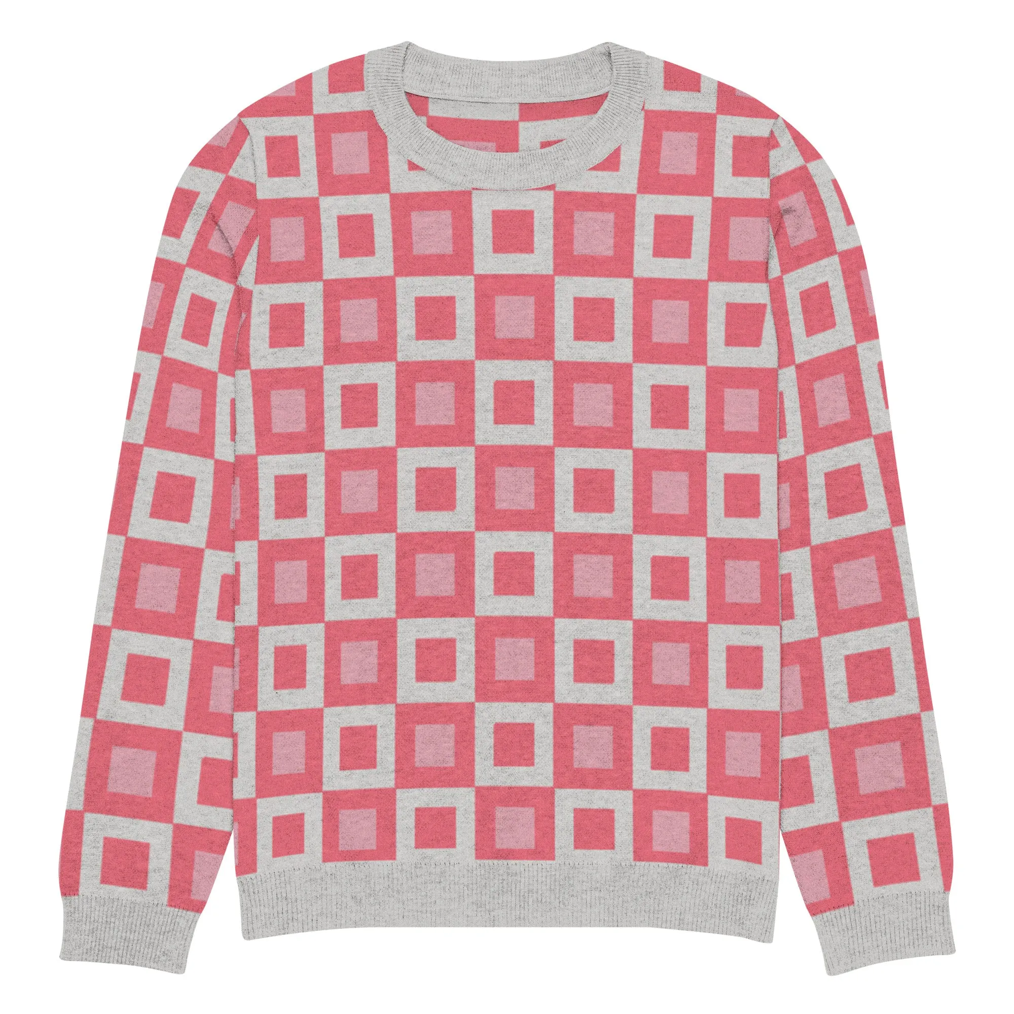 Go Blox in Pink Geometric Knitted Crewneck Sweater