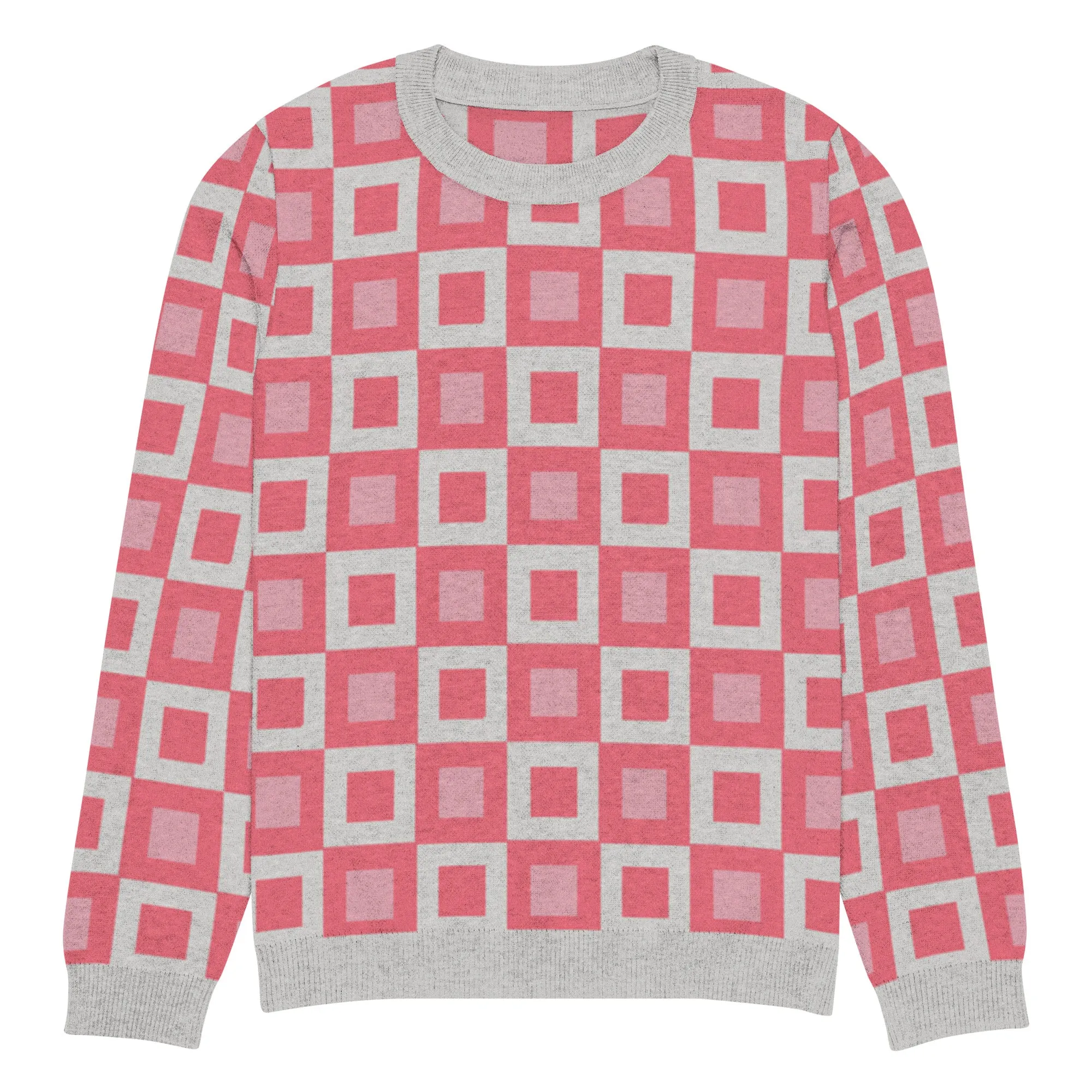 Go Blox in Pink Geometric Knitted Crewneck Sweater