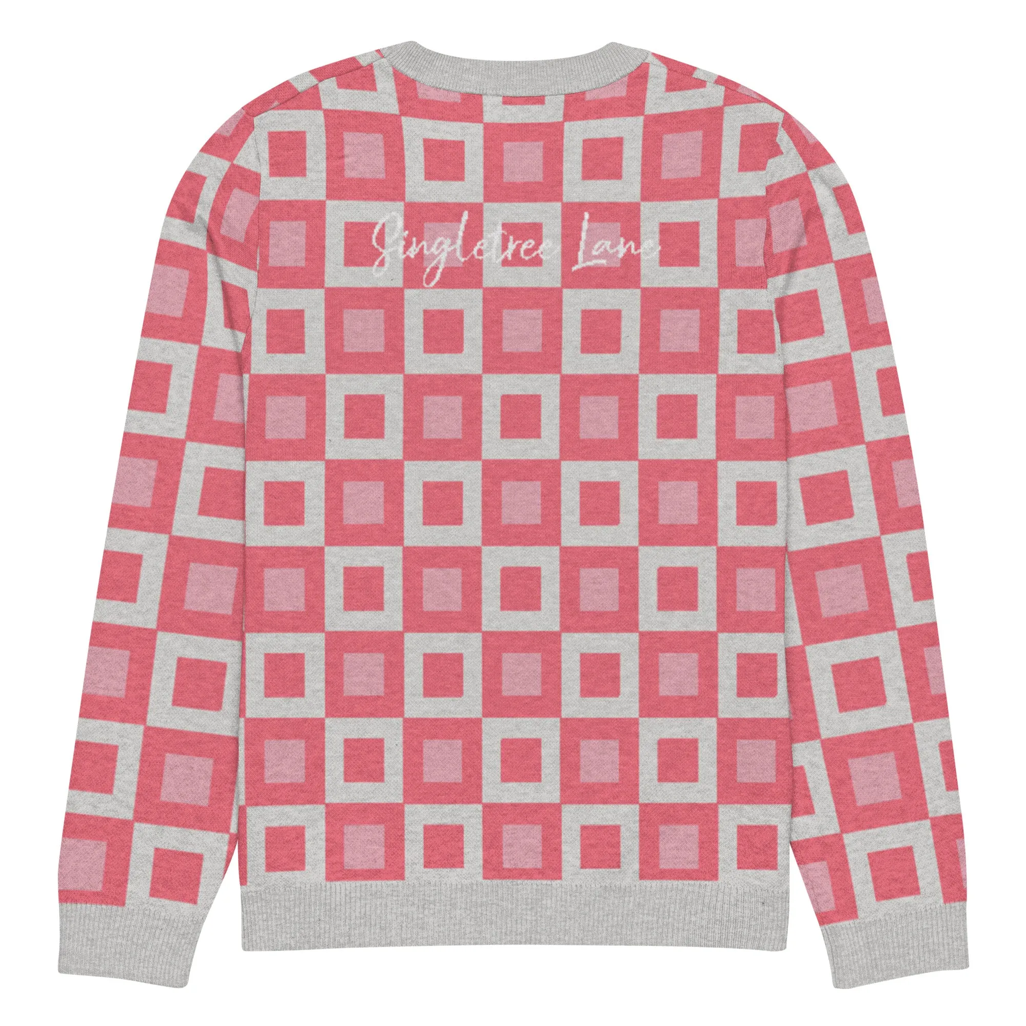 Go Blox in Pink Geometric Knitted Crewneck Sweater