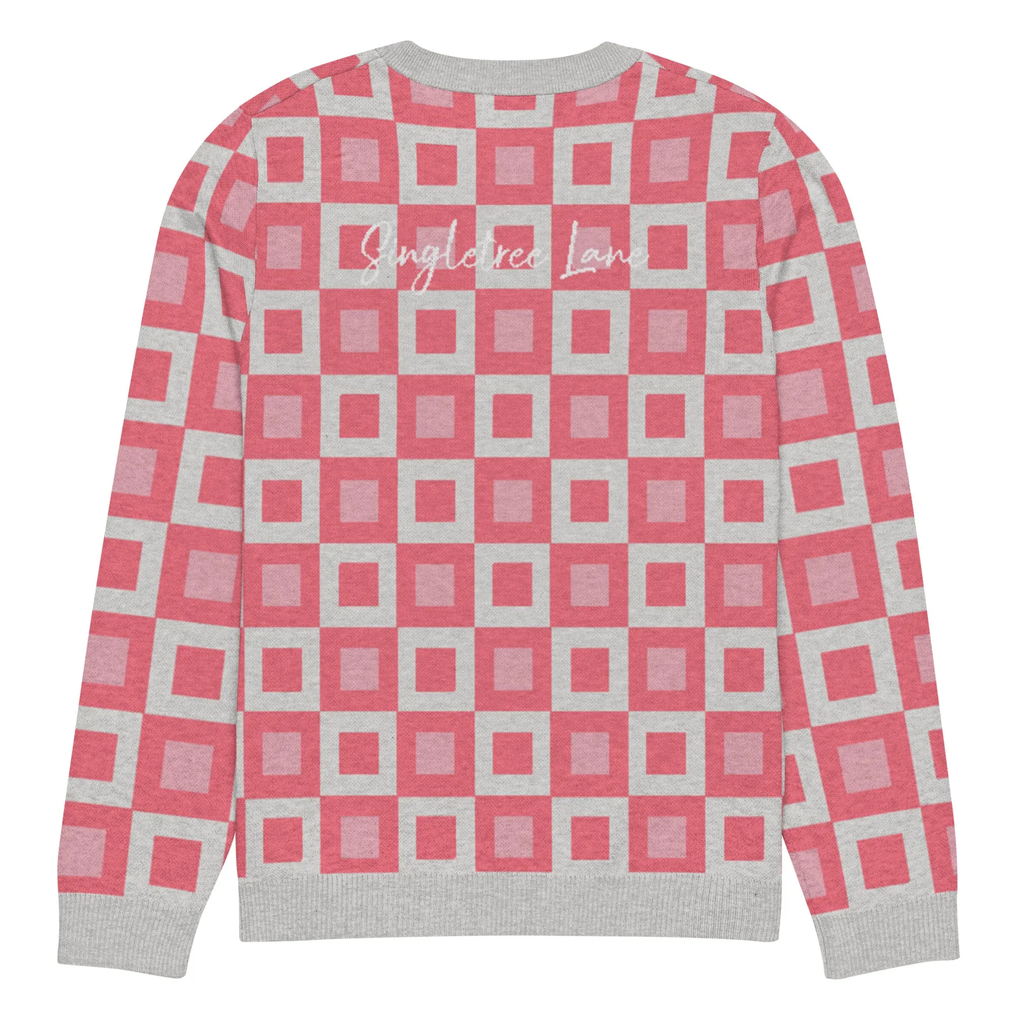 Go Blox in Pink Geometric Knitted Crewneck Sweater