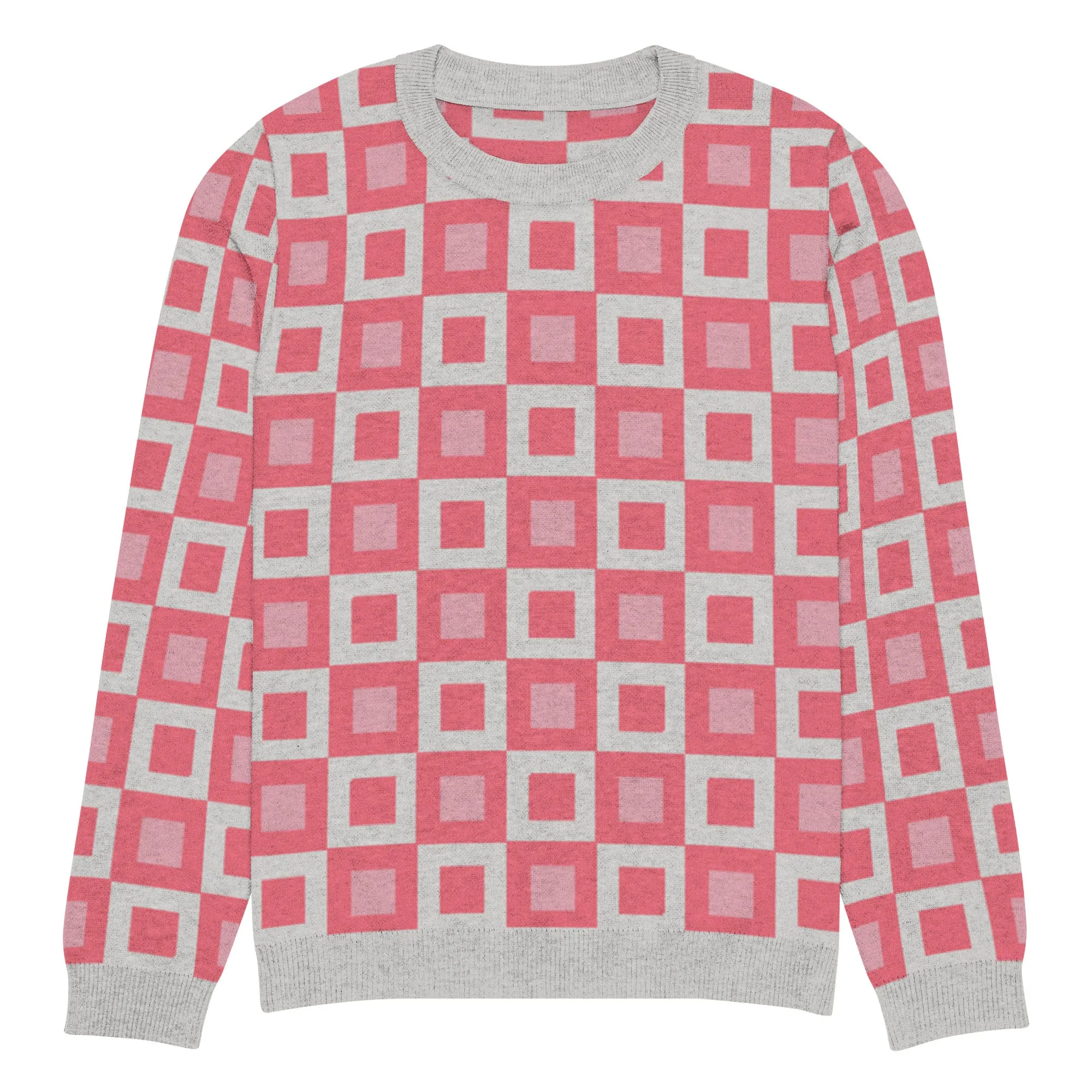 Go Blox in Pink Geometric Knitted Crewneck Sweater