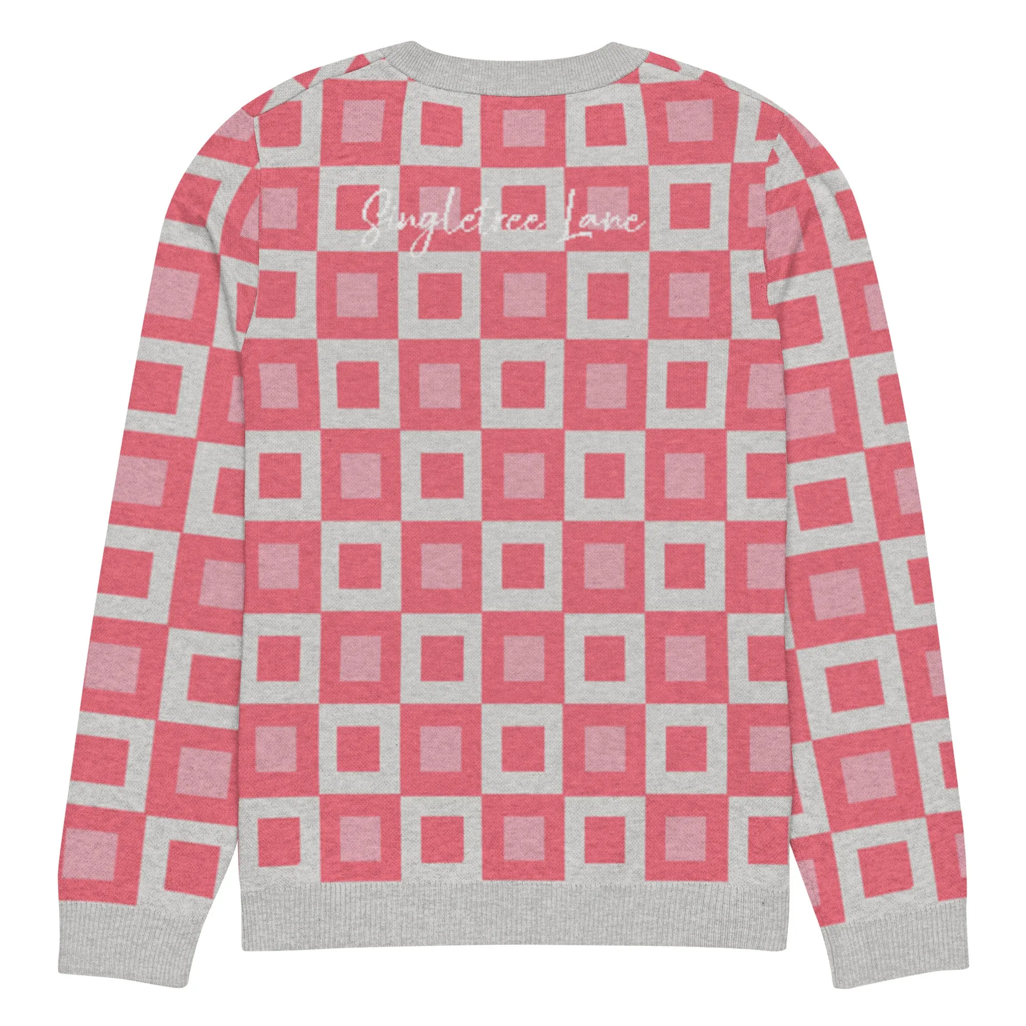 Go Blox in Pink Geometric Knitted Crewneck Sweater