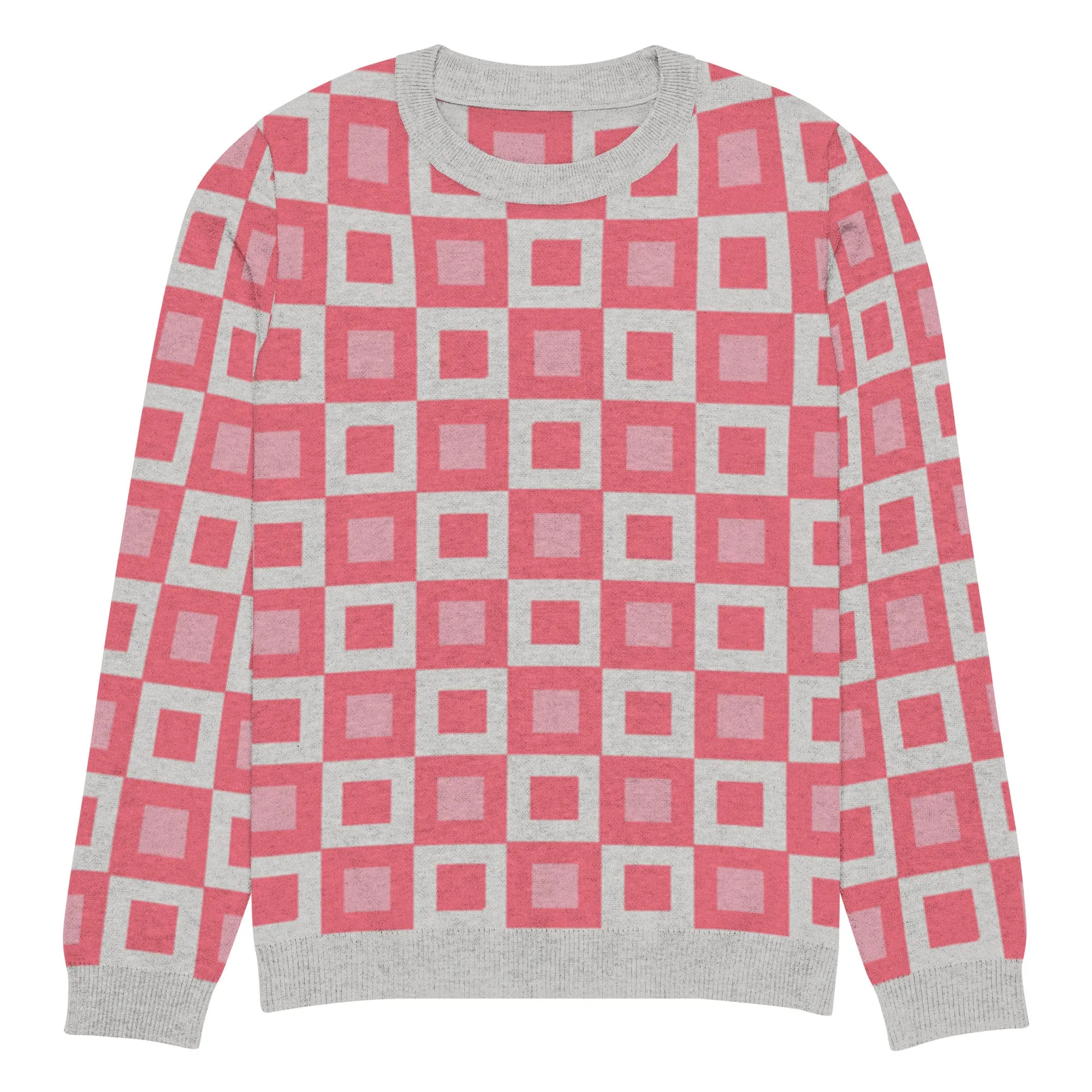 Go Blox in Pink Geometric Knitted Crewneck Sweater