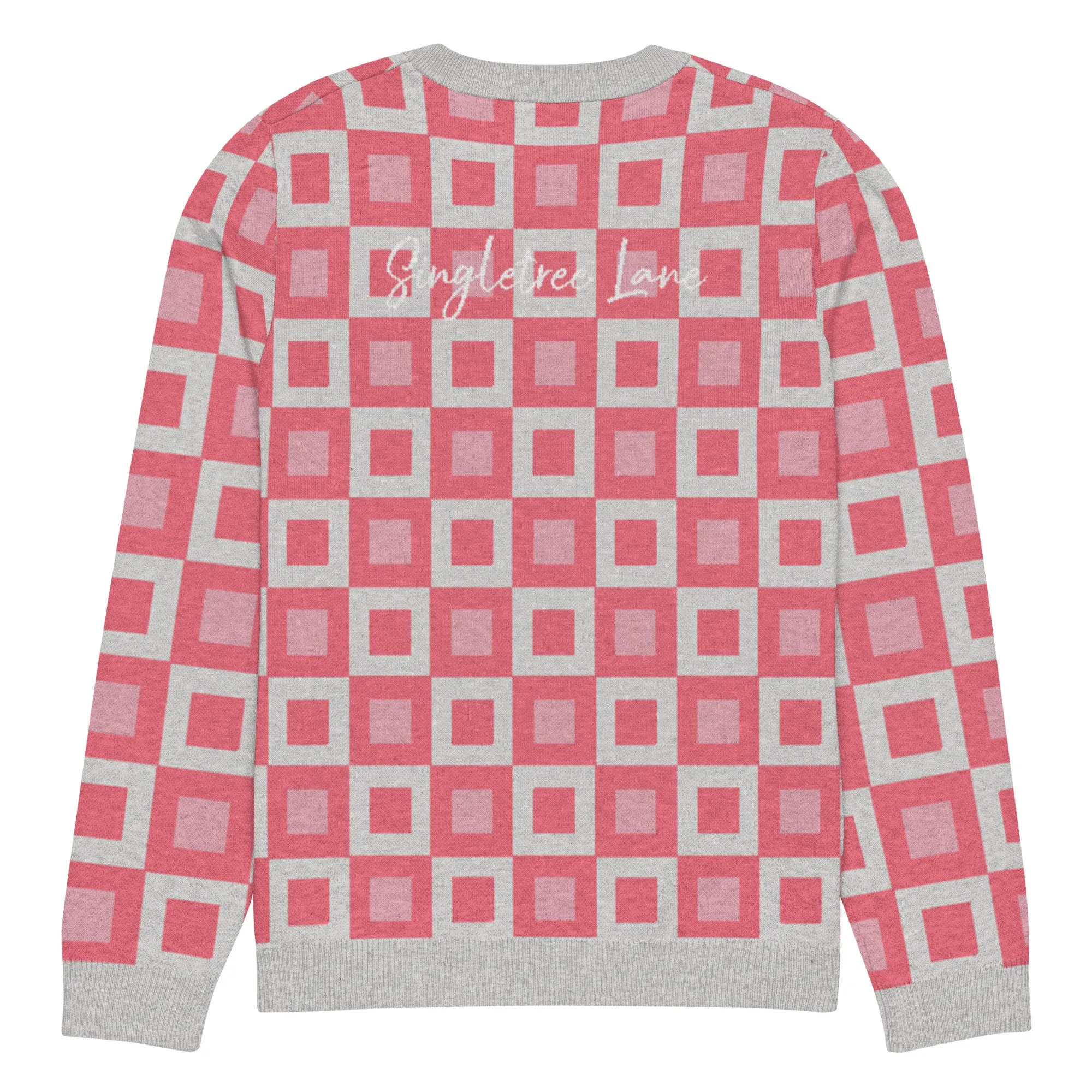 Go Blox in Pink Geometric Knitted Crewneck Sweater