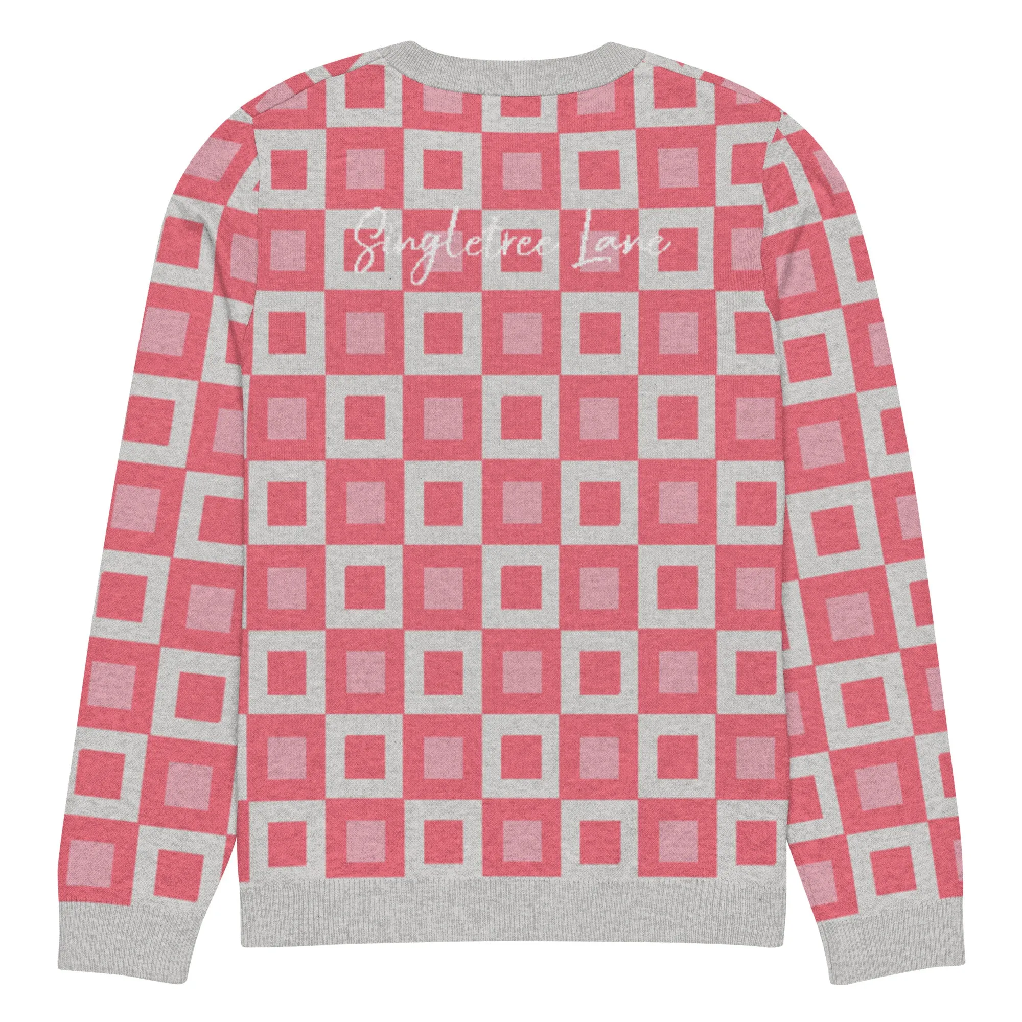 Go Blox in Pink Geometric Knitted Crewneck Sweater