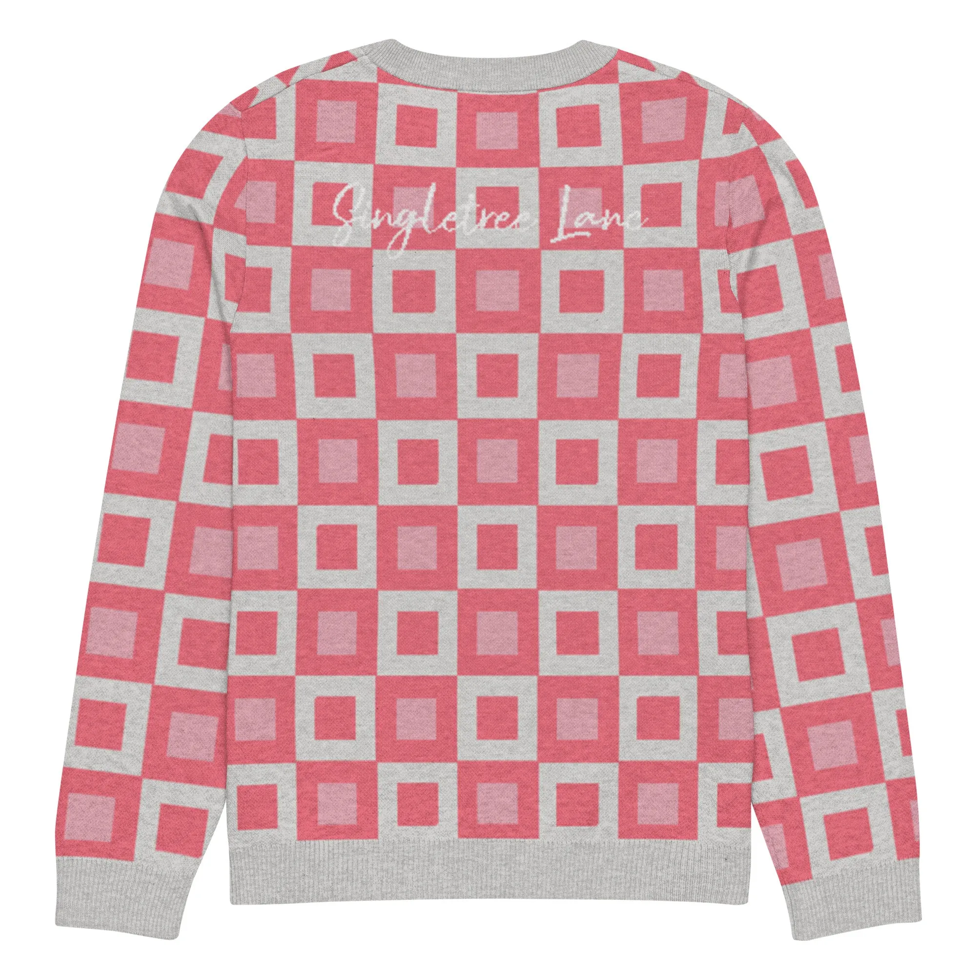 Go Blox in Pink Geometric Knitted Crewneck Sweater