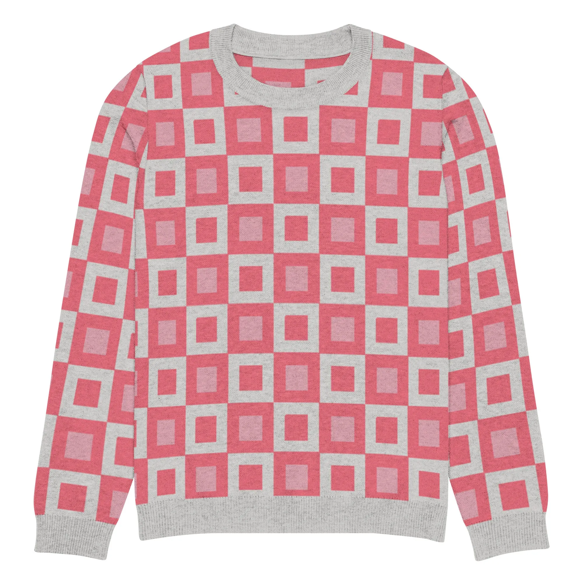 Go Blox in Pink Geometric Knitted Crewneck Sweater