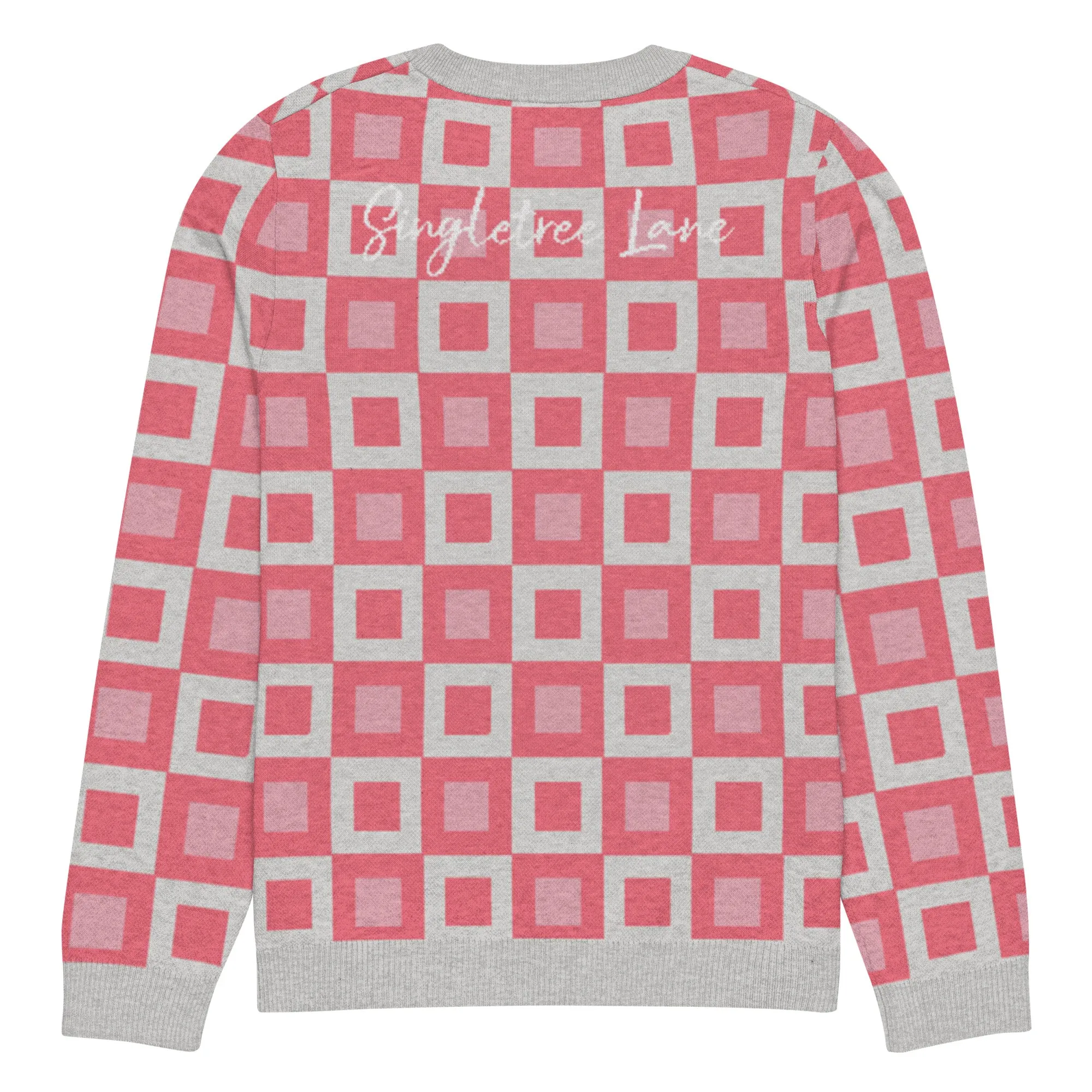 Go Blox in Pink Geometric Knitted Crewneck Sweater