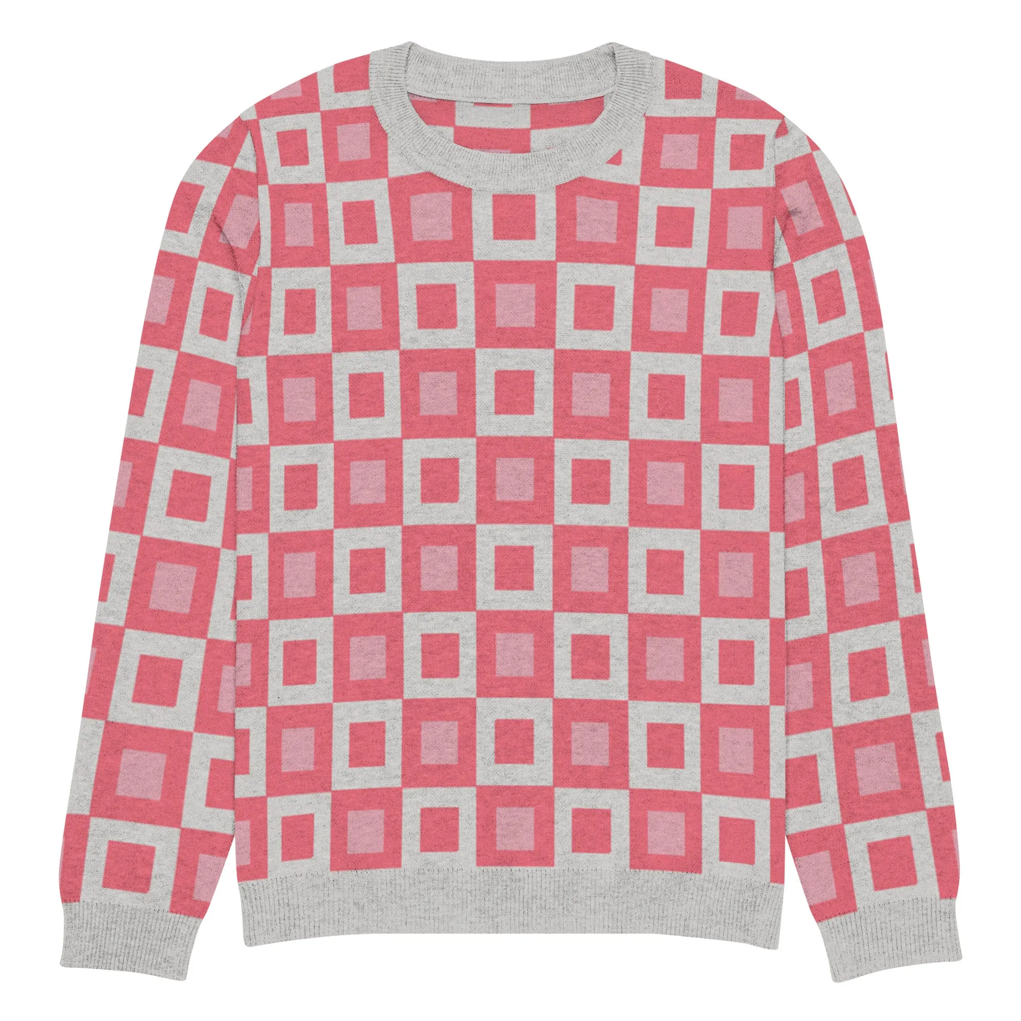 Go Blox in Pink Geometric Knitted Crewneck Sweater