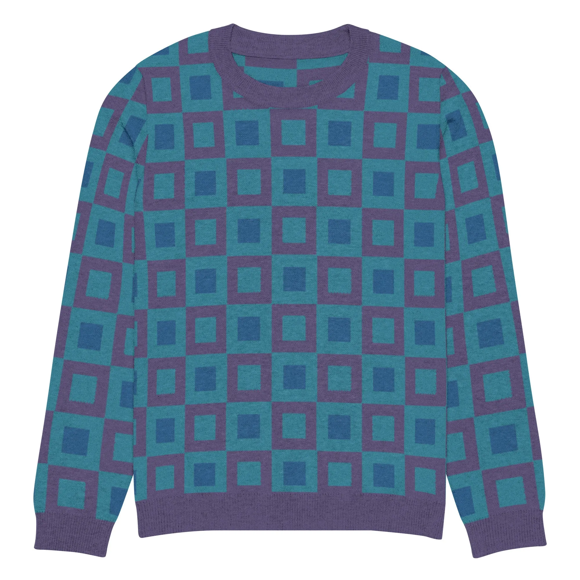 Go Blox in Purple Geometric Knitted Crewneck Sweater