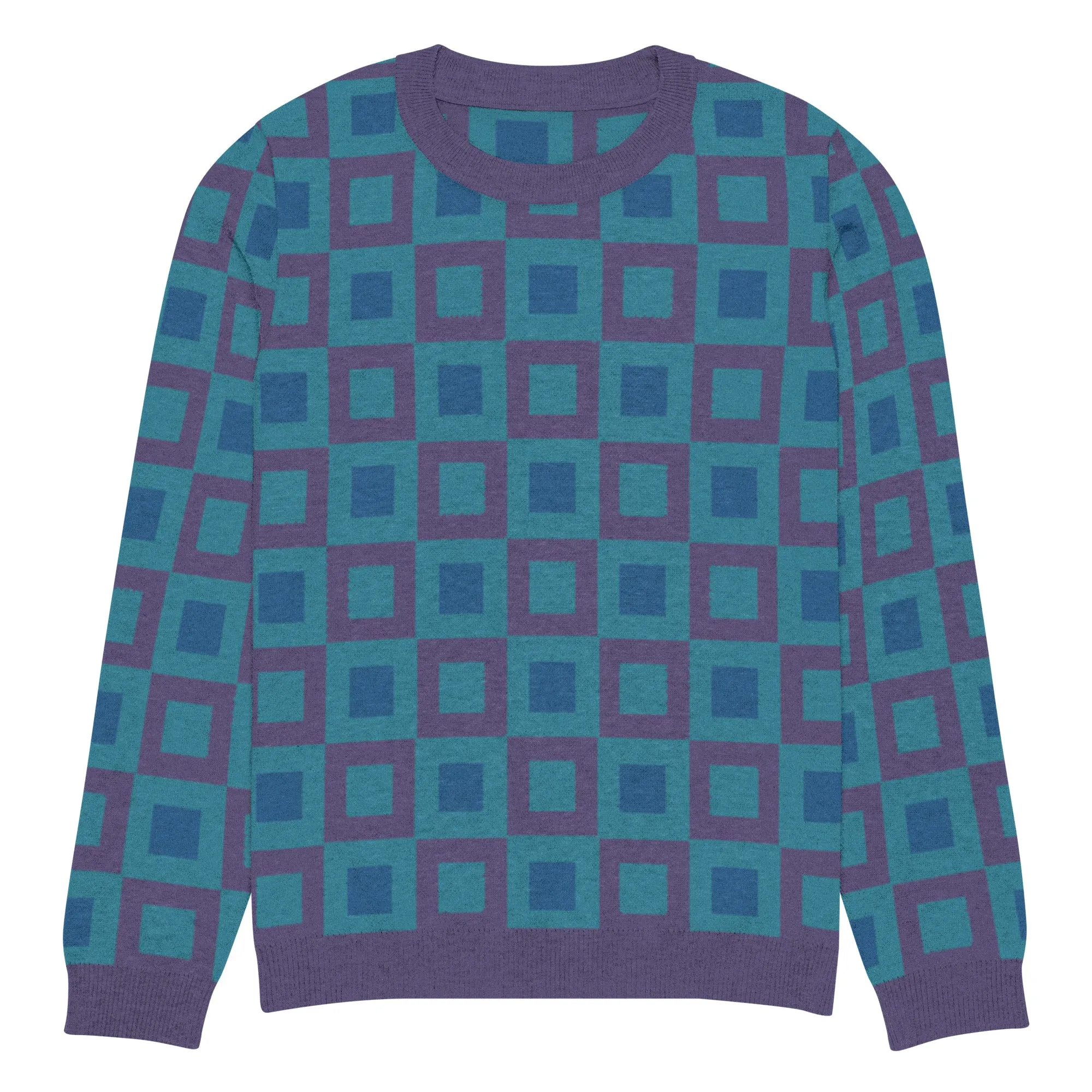 Go Blox in Purple Geometric Knitted Crewneck Sweater