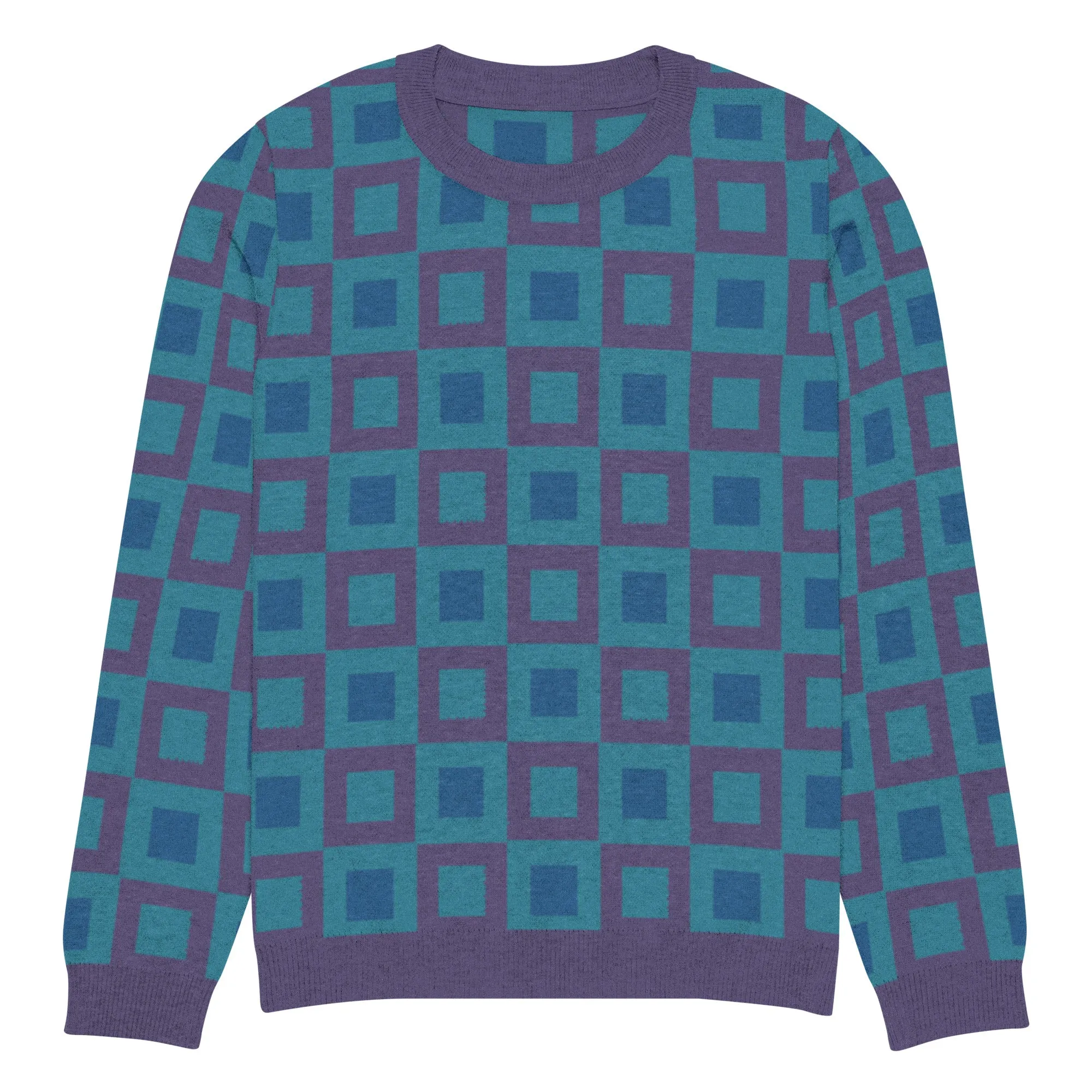 Go Blox in Purple Geometric Knitted Crewneck Sweater