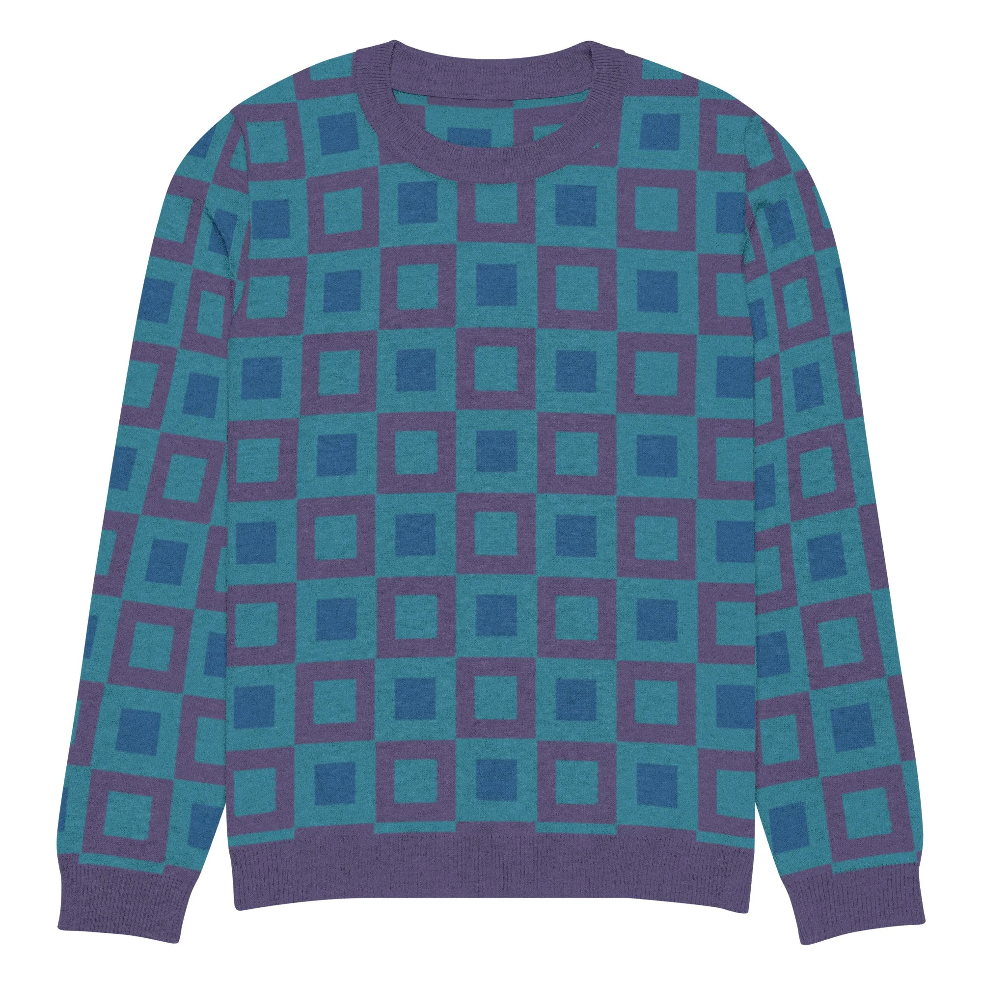 Go Blox in Purple Geometric Knitted Crewneck Sweater