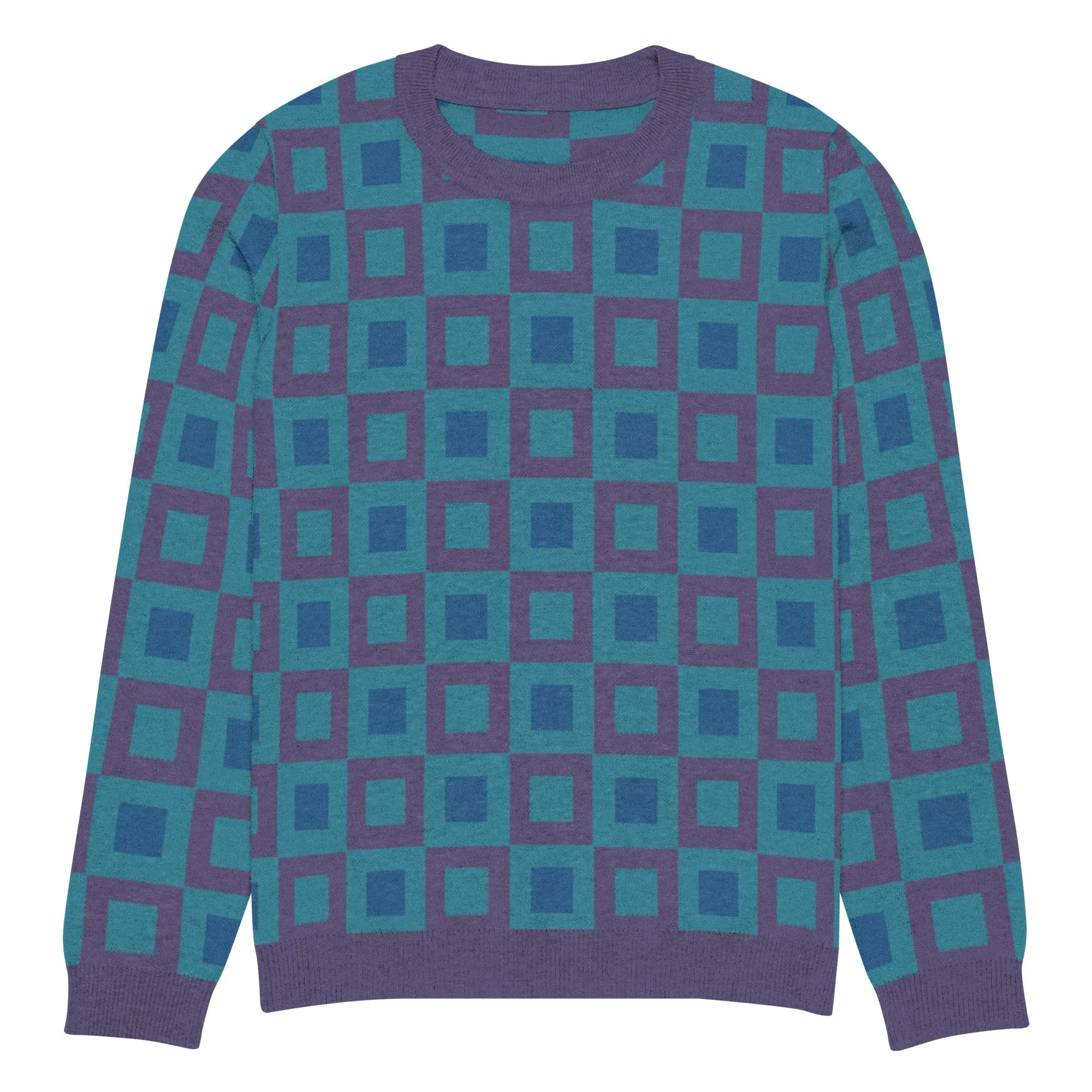 Go Blox in Purple Geometric Knitted Crewneck Sweater