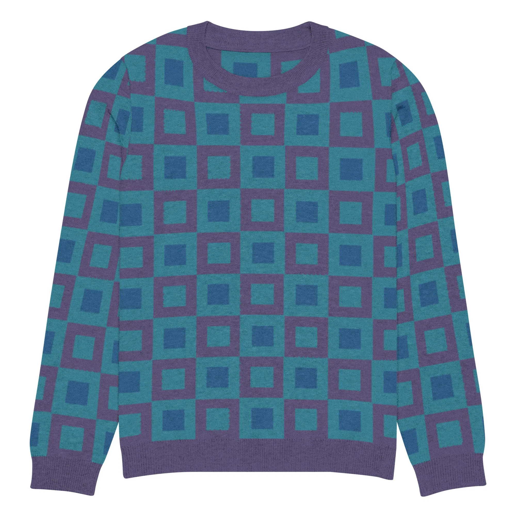 Go Blox in Purple Geometric Knitted Crewneck Sweater