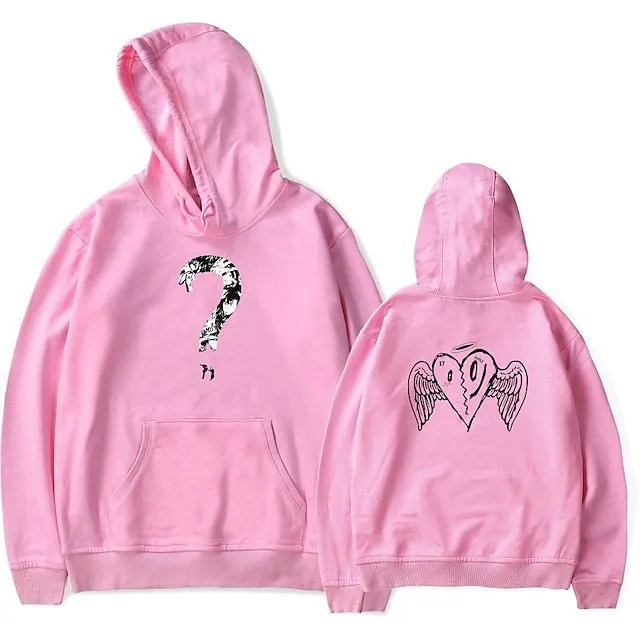 Graphic Printed Hoodies with Question-heart Pattern