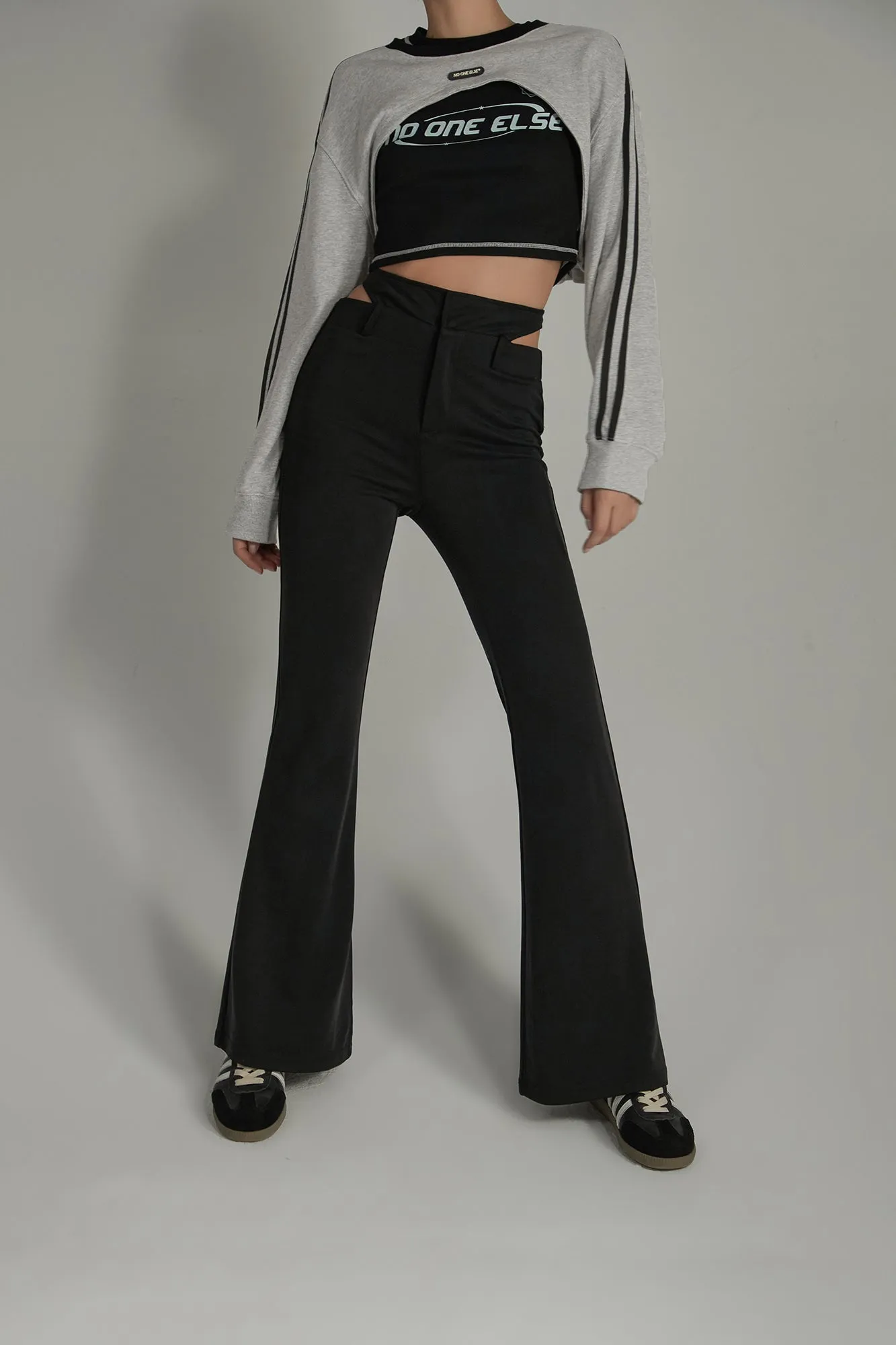 High Waisted Casual Slim Fit Side Cutouts Pants