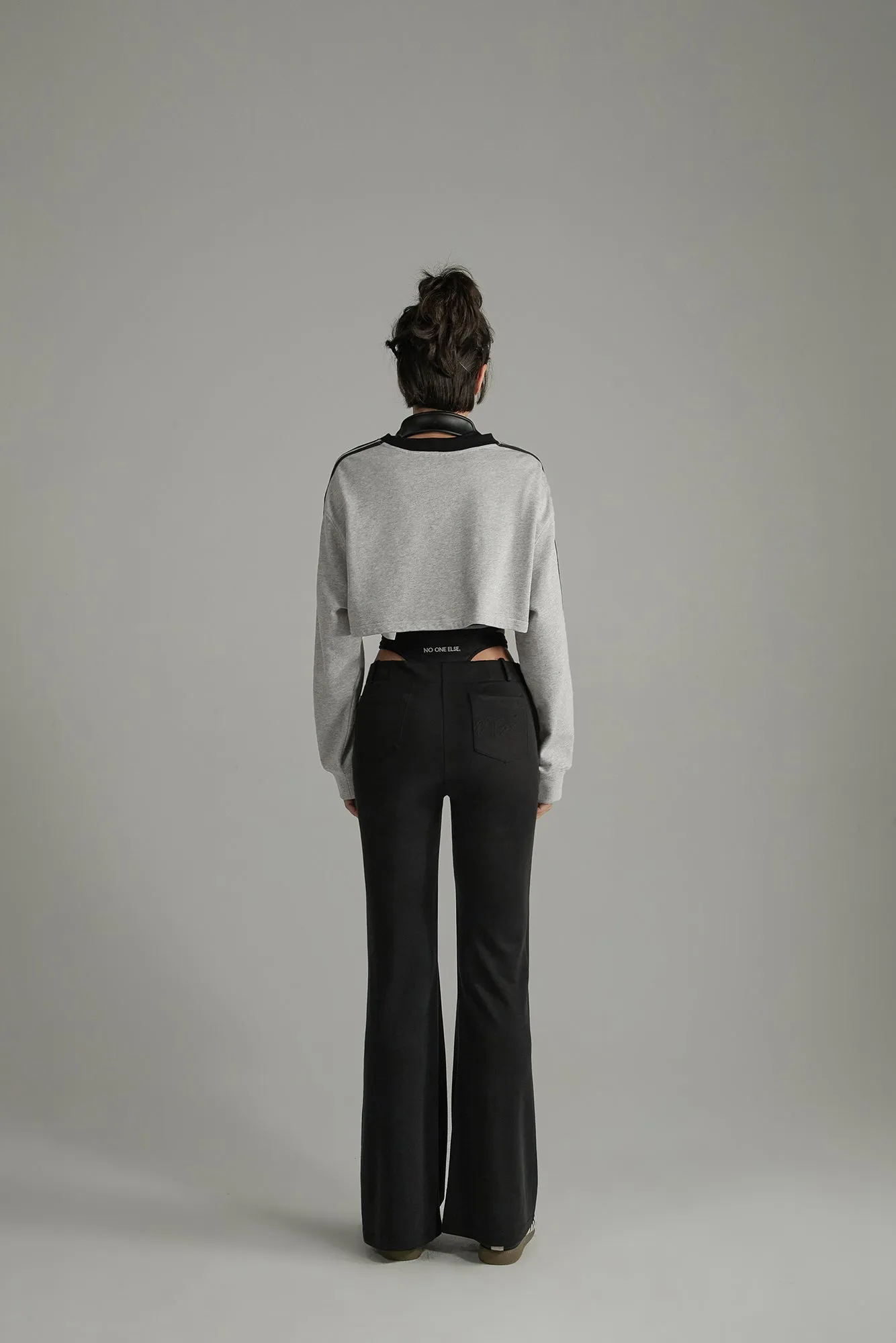 High Waisted Casual Slim Fit Side Cutouts Pants